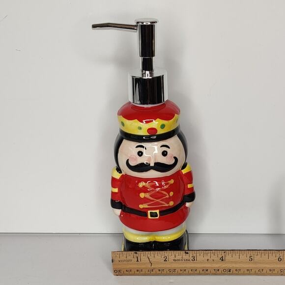 Traditional Christmas Ceramic Nutcracker Soldier Soap Pump Dispenser or Lotion - Picture 5 of 12